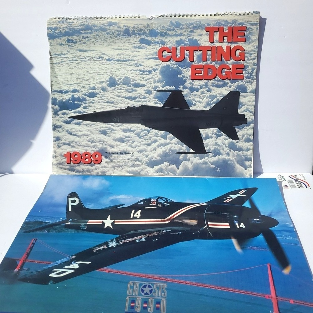 Vintage 1989 The Cutting Edge Navy‎ Jet Fighter Calendar 1990 Ghosts Aviation